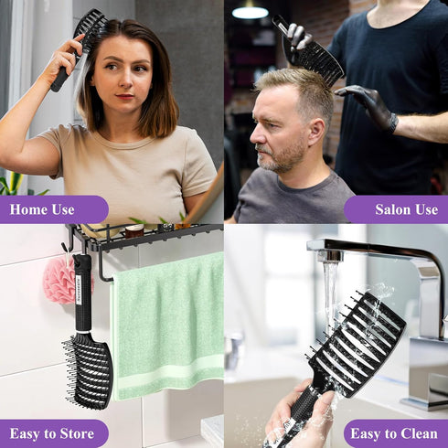 Hair Brush, Detangler Hair Brushes for Women Men Kids Faster Blow Drying, Curved Vent Detangling Brush for Wet Dry Curly Straight Thick Thin Hair ...
