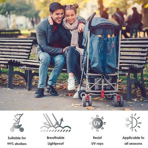 SOONHUA Stroller Sun Cover,Stroller Sun Shade,Breathable Toddler Blackout Blind Anti-UV Protection Baby Sun Shade Universal Awning with Adjustable...