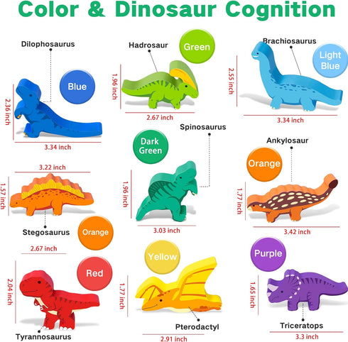 FFTROC Montessori Dinosaur Toys for 2 3 4 Year Old Boys - Wooden Stacking Dinosaur Toys for Kids 2-4 3-5, Toddler Balancing Block Sets...