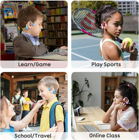 Kids Headphones Open Ear with Safe 85dB Volume, Wireless Bluetooth Headphones with Protection for Child, Air Conduction Earbuds with Mic for Boys ...