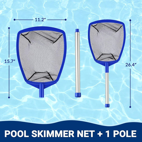 Pool Hot Tub Skimmer Spa Net - Pool Skimmer Net with Aluminum Pole, 26.4'', Ultra Fine Mesh Net Skimmer Rake, Swimming Pool Hand Leaf Skimmer Net,...