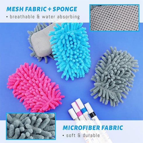 4 Pieces Microfiber Shag Whiteboard Eraser, Washable Microfiber Shag Dry Erase, White Board Eraser for Markers, Chalk, Home, Classroom and Office ...