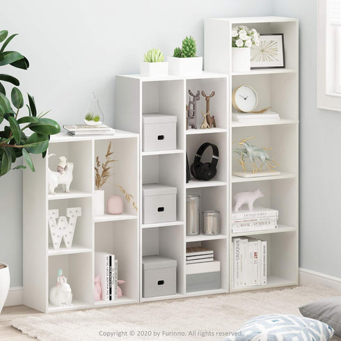 Furinno Luder Bookcase / Book / Storage , 5-Cube, White...