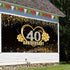 Happy 40th Anniversary Banner Backdrop Decorations, Large Wedding Background Sign Decor, Black Gold 40 Year Photography Photo Props Party Supplies...