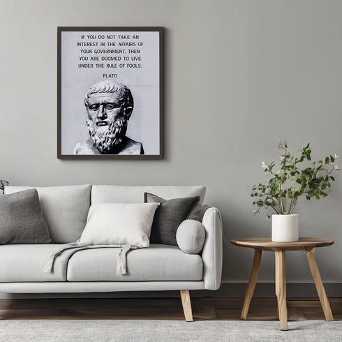 Posterizer 1 pcs-Take Interest In Your Government-Plato-Motivational & Inspirational Art-Gift for Patriots, America Fans-Decor for Home & Office- ...