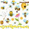 RW-1061 3D Bee Wall Decals Bee Flowers Wall Stickers Cartoon Animals Stickers DIY Removable Animals Tree Branch Wall Art Decor for Kids Babys Nurs...