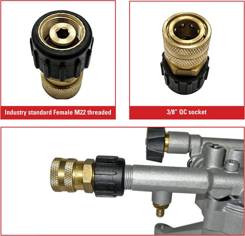Simpson Cleaning 7200068 Replacement QC Socket for Pressure Washer Pumps Up to 4500 PSI, Brass, Female M22, Gold...