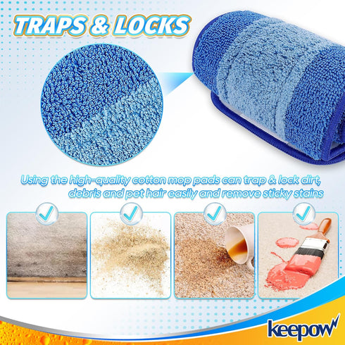 KEEPOW Microfiber Cleaning Pad, Mop Replacement Pads for Hardwood Floor Cleaner, 18 Inch, Washable & Reusable Spray Refills for Hard Surface Lamin...
