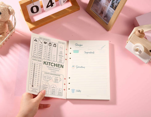 Blank Recipe Inner Paper Block Paper 80 Sheets (160 Pages) -Paper Size 8.22''×5.3''-Write in Your Own Recipes...