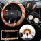 7 Pcs Boho Car Accessories Sets Include Boho Steering Wheel Cover 15" Absorbent Car Cup Holder Mat Rainbow Retro License Plate Frames Seat Belt Co...
