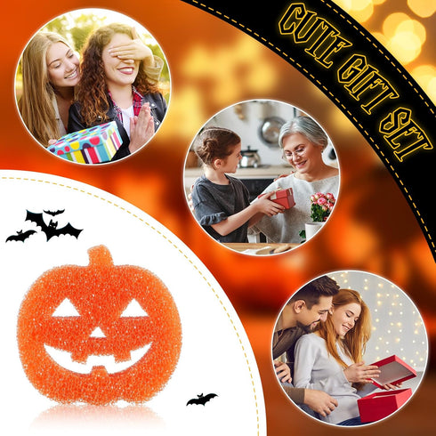 12 Pcs Halloween Cleaning Sponges Cute Kitchen Scrub Sponges Ghost Bat Pumpkin Cat Sponge Temperature Sensitive Non Scratch Household Cleaning Spo...