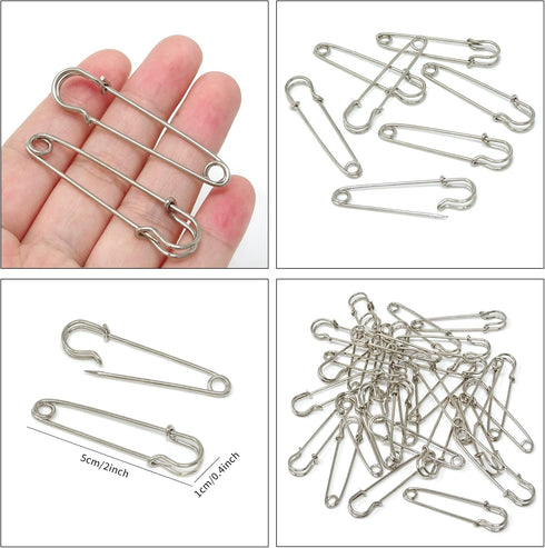 Honbay 30PCS 5cm/2Inch Brooches Heavy Duty Safety Pins for Blankets, Sweaters, Shawls, Kilts, Crafts (Silver)...