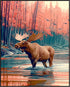 Posterizer 1 pcs-vibrant abstract nature scene with beautiful moose 1-Art for Animal Lovers-Abstract & Modern Art-Gift for Men Women Entrepreneur ...
