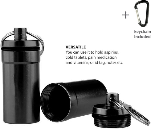 Deke Home Aluminium keychain medication pill box. Waterproof portable mini travel pill boxes medicine vitamin holder case. Bottle container, organ...