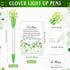 20 Set St Patrick's Day Pens Bulk Shamrock LED Light up Pens Four Leaf Flashing Green Black Ink Clover Rollerball Ballpoint Pen with Card for Scho...