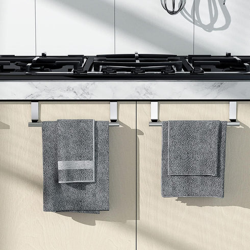 Stainless Steel Over Door Towel Rack Bar Holders for Universal Fit on Over Cabinet Cupboard Doors 2 Pack (Sliver)...