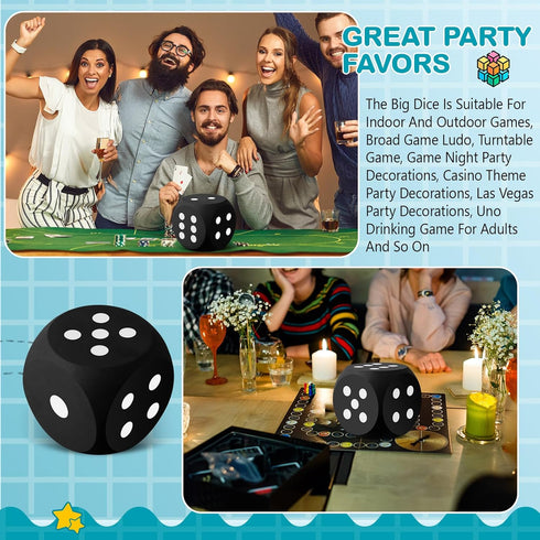 6 Inches Foam Dice Fun Filled Large Educational Toy Kawaii Giant Dice Decorative Eva Foam Jumbo Dice Big Square Building Blocks for Board Game Nig...