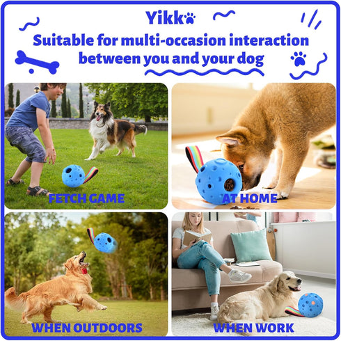 Yikko Treat Dispensing Dog Ball Toy, Durable Fillable Dog Treat Toys, Interactive Dog Chew Toys for Large Medium Small Dogs, Easy Clean Rubber Out...