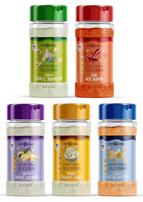 Popcorn Seasoning Variety Pack, 5 Gourmet Popcorn Flavoring Kit 2.5 OZ, Non-GMO Gluten Free Essential Movie Night Supplies Popcorn Gift Movie Thea...