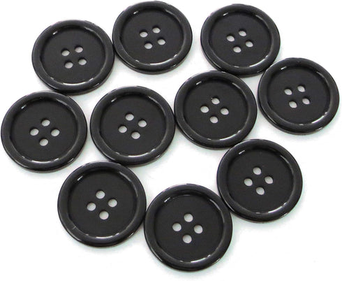 Buttons 1 Inch (1”) 4 Hole 10 Pieces - White Black Clear - Sewing Crafts Replacement Button -Perfect for Crafts, Coats, Shirts, Pants, Shorts, Car...