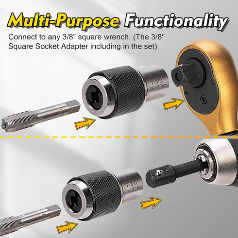 Topec Tap Socket Set, 3PCS Tap Extractor Tool with Adjustable Jaws, Tap Sockets with a 3/8" Socket Adapter, Suitable for Taps, Reamers, Screw Extr...