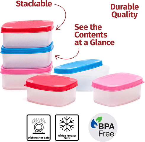 SIGNORA WARE Condiment Containers with Lids- 6 pk. 3 oz.Salad Dressing to go Small Food Storage Containers- Sauce Cups Leak proof Reusable Plastic...