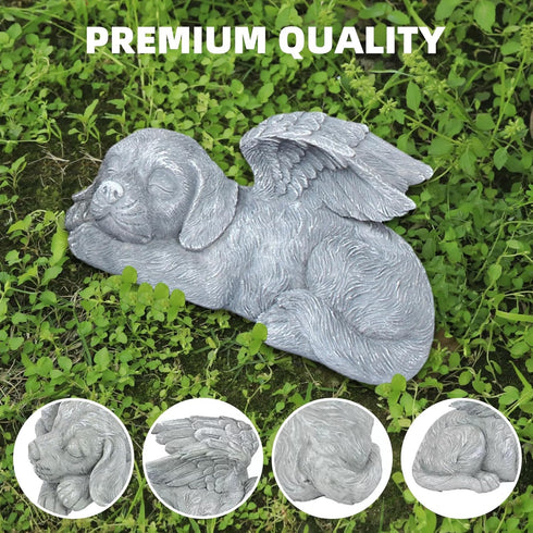Cherish Your Beloved Canine Companion with The Angel Dog Memorial Statue - Garden Resin Sleeping Dog Statue with Wings - Resin and Stone Dog Memor...