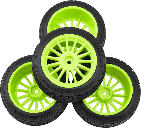 80mm/3.14" Rubber Tires & Plastic Wheel Rims 2.2 Inch 12mm Hex Hub Compatible with 1/10 HPI WR8 Off-Road Rally 1/14 WLtoys 124019 144001 1/16 Redc...