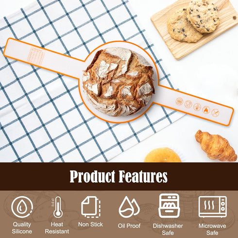 Upgrade Silicone Bread Sling for Dutch Oven, Non-Stick & Easy Clean Reusable Silicone Bread 8.3 Inch Baking Mat 7.9 Inch Extended Long Handle with...