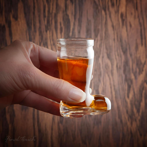 Final Touch Das Boot Shot Glasses - Set of Miniature Cowboy and Cowgirl-Inspired Shot Glasses - 1.5oz Capacity - Crystal Clear Thick Glass - Perfe...