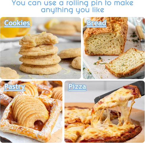 Rolling Pin Dough Roller for Baking with Thickened Non Stick Silicone Metal Handle Rolling Pin Stainless steel Fondant Roller Pin Cookie Pastry Ki...