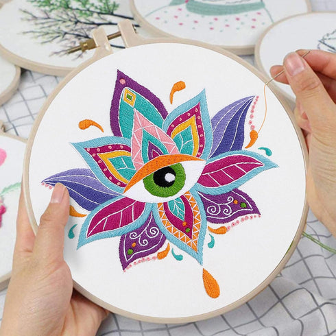 Louise Maelys 3 Set Tarot Evil eye Embroidery Kits for Beginners,Adults Starter Cross Stitch Kit DIY Needlepoint Kits with hamsa hand sun moon lou...