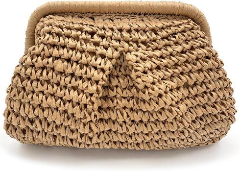 Straw Clutch Purses for Women, Dumpling Woven Crossbody Bag, Summer Straw Handbags Beach Purse...