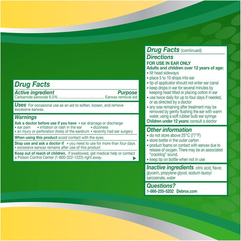 Debrox Ear Wax Removal Drops, Gentle Microfoam Ear Wax Remover, 0.5 Fl Oz...