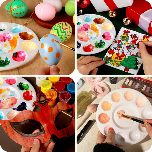 FANDAMEI 20 PCS Round Plastic Paint Tray Palettes, Paint Trays for Kids, Paint Palette Tray, Paint Palettes Paint Pallets with 10 Wells for Adults...