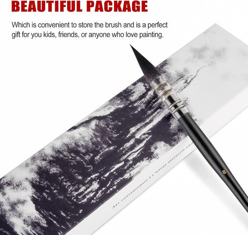 Watercolor Brush Squirrel Motif Professional Artist Mop with Round Tip Painting Brush Artist Quality Brush for Acrylic Inks Gouache Tempera Craft ...