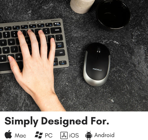 Macally Wireless Bluetooth Mouse for Mac, MacBook Pro/Air, iPad, and PC - Quiet Click and Comfortable Wireless Mouse - Compatible Wireless Apple M...