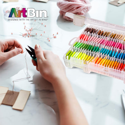 ArtBin Floss Finder Box: Clear Sewing Organizer with 6 Compartments, 12 Dividers, Durable - Perfect for Embroidery Floss and Small Sewing Supplies...