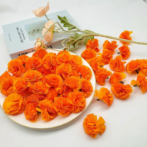Marigold Flowers Heads Bulk, Silk Artificial Flowers for Diwali,Indian Festival, DIY Marigold Garland Day of The Dead Decorations (Orange)...