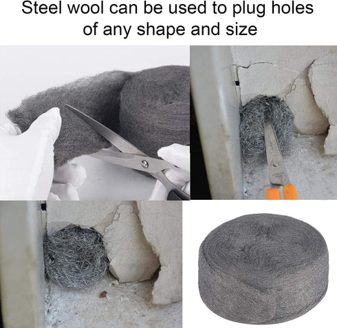 Steel Wool for Mice Control - |15FT (150G)| - Steel Wool 0000 Fill Fabric Fine Wire Wool to Keep Annoying Animals away from Holes Wall Cracks Vent...