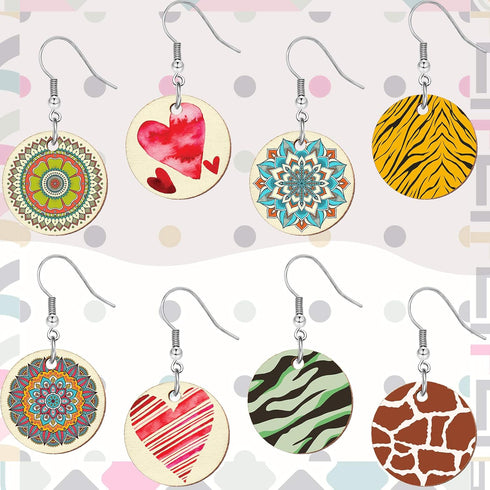 Hicarer 200 Pieces Unfinished Wooden Earrings Blank for Valentines Wood Pendants, Include 50 Hooks and 50 Jump Rings 50 Earrings Backs for Jewelry...