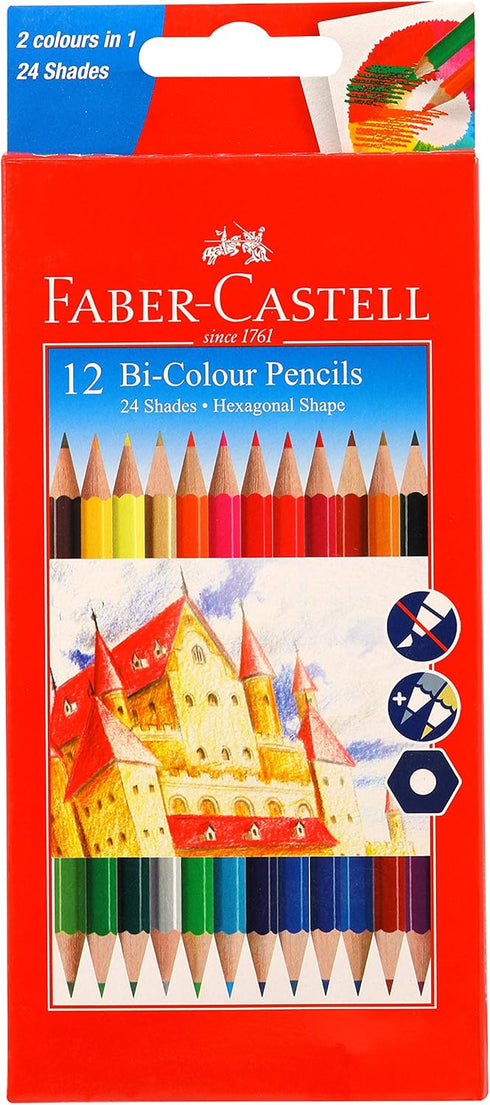 Faber-Castell Bi-Color, 24 Shades - Pack of 12...