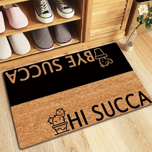 Welcome Mats Hi Succa Bye Succa Doormat Personalized Funny Door Rugs for Entrance Way Fabric Top with a Anti-Slip Rubber Back for Front Door Indoo...