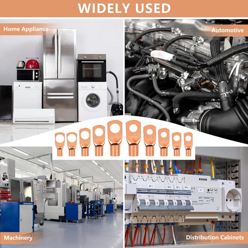 174Pcs Copper Wire Lugs, Terminal Connectors AWG12 10 8 6 4 2 with Heat Shrink Set, 84Pcs Battery Cable Ends Ring Terminal Connectors and 90Pcs He...