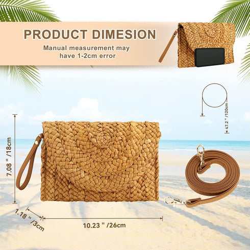 Women's Straw Shoulder Bag Straw Clutch Purse Summer Beach Bags Crossbody Wallet Woven Handbags...