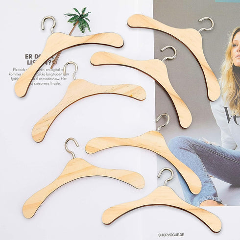 11 Pcs Doll Garment Rack with Wooden Dolls Clothes Hanger 11.8 Inches Doll Closet Mini Doll Clothes Hangers Doll Wardrobe Furniture Accessories fo...
