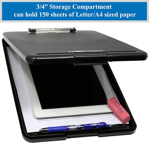 Think2Master Black Plastic Storage Clipboard. | 25% Heavier & 25% Sturdier| Heavy Duty and Won’t Flex or Bend Like Other Brands (Compare The Weigh...