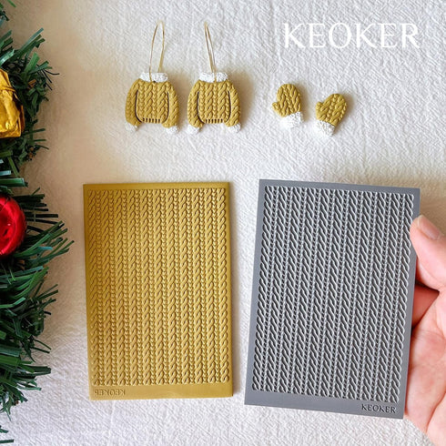 Keoker Polymer Clay Texture Sheet Christmas, Christmas Clay Texture Mat for Making Earrings Jewerly, Christmas Polymer Clay Earrings Tools (Style ...