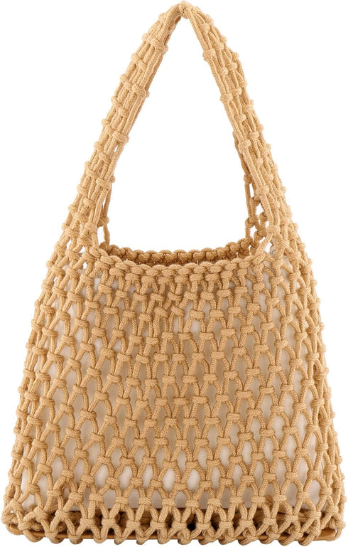 Ayliss Women Mini Clutch Handbag Tote Cotton Crochet Bucket Top-handle Drawstring Beach Woven Fishing Net Pouch Purse...