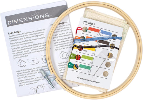 DIMENSIONS Garden Verse Needlepoint Embroidery Kit with Pattern and Bamboo Hoop, Finished Project 6" Diameter, Multicolor 6 Piece......